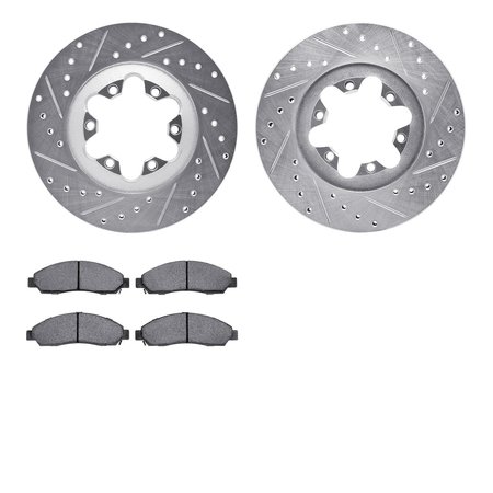 DYNAMIC FRICTION CO 7302-48056, Rotors-Drilled and Slotted-Silver with 3000 Series Ceramic Brake Pads, Zinc Coated 7302-48056